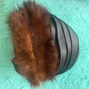 Vintage hat black fur, bow